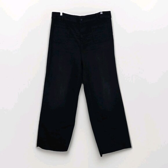 Oat New York Jean Women 18W Black Wide Leg High Rise Raw Hem Stretch GrungeGoth - Picture 15 of 16